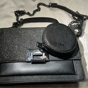 Aldo Black Glitter Crossbody Bag Set